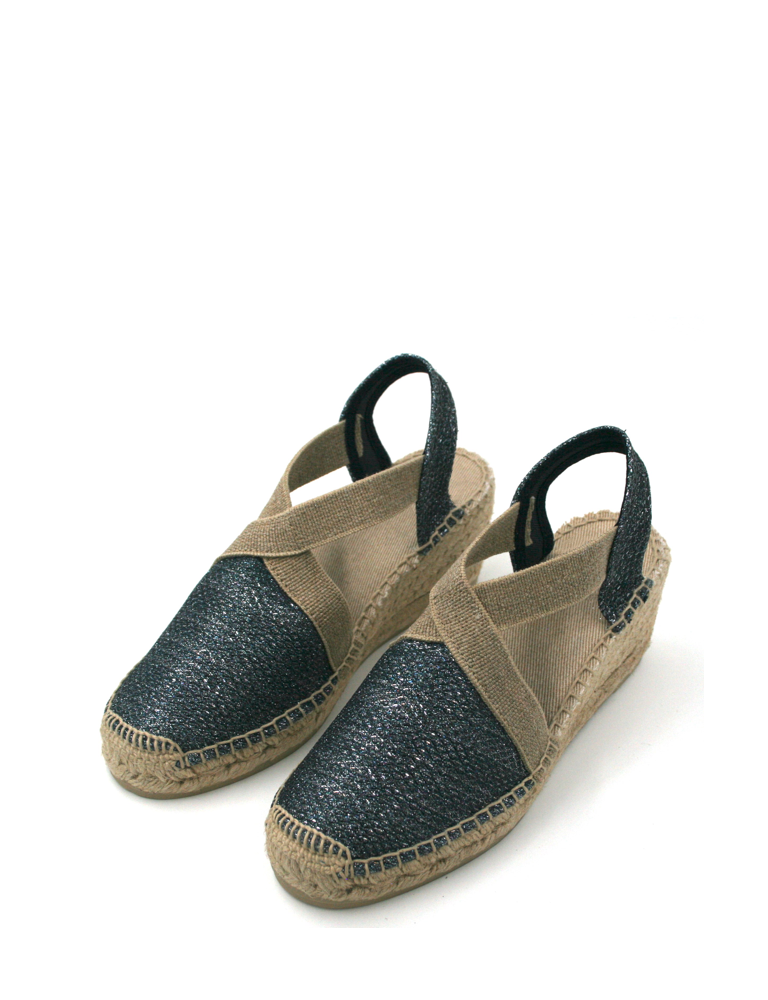 Espadrilles Wedge Shimmer Charcoal